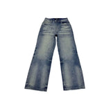 Wiaofellas  -  Men Cleanfit Loose Straight Jeans American High Street Heavyweight Washed Blue A‑Fit Denim Trousers Casual Streetwear Long Pants