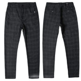 Wiaofellas  -  New Mens Casual Plaid Pants Business Slim Fit Dark Grey Classic Style Elastic Trousers Male Brand Clothes Street Leisure Fashion