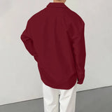 WIAOFELLAS  -  Men Shirt Solid Lapel Long Sleeve Loose Casual Men Clothing Korean Style Streetwear Pockets Fashion Tops Male Shirts