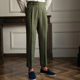 WIAOFELLAS  -  Men's Suit Pants Slim Fit Trousers For Wedding Party Business Formal Waistline Suit Pants Spring Summer