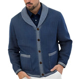 Wiaofellas  -  Vintage Jacquard Thickness Sweater Coats Winter Male Knitted Stitch Pockets Outwear Men's Long Sleeve Button Slim Jackets