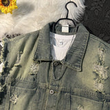 WIAOFELLAS  -  vestRetro Washed Raw Edge Ripped Denim Vest Mens American High Street Fashion Trend Casual Loose Sleeveless Waistcoat Y2k Jacket
