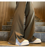 WIAOFELLAS  -  Brown Black Baggy Suit Pants Men Fashion Social Mens Dress Pants Korean Loose Straight Flared Pants Mens Office Formal Trousers