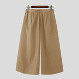 WIAOFELLAS  -  Men Wide Leg Pants Solid Color Button Joggers Loose Trousers Men Streetwear Pleated Fashion Casual Male Pants S-5XL