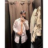 WIAOFELLAS  -  White irt for Men with Tie High School Student Inner Wear Autumn Winter Faion Brand College Sle orm Top Class