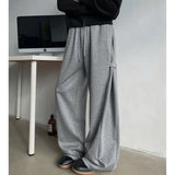 WIAOFELLAS  -  Gray American Sweatpants Men Autumn Draped Straight Wide-leg Sports Casual Trousers