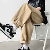 Wiaofellas  -  Spring Summer Loose Japanese Casual Pants Solid Color Drawstring Fashion Slim Youth Men's Workwear Wide Leg Guard Pants