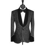 Wiaofellas  -  Jacquard Wedding Suit Jacket for Men Shawl Lapel Male Prom Blazer 1 Piece Floral Formal Groom Tuxedo Jacket Slim Fit Terno