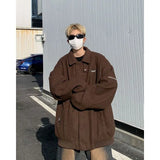WIAOFELLAS  -  Collar Hoodie Men's Style American Retro Trendy Brand Casual Design Loose Jacket Jacket