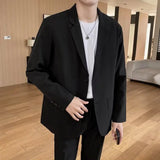 WIAOFELLAS  -  Shoulder Padded Blazer Men Slim Fit Fashion Social Mens Dress Jacket Korean Casual Suit Jacket Mens Office Formal Jackets Coat