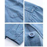 WIAOFELLAS  -  Unisex Vintage Distressed Denim Shirt Men's Loose Fit Long Sleeve Casual BF Style Thin Outerwear Outdoor Camping Thin Coat