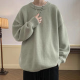 Wiaofellas  -  Outdoor Men's Japanese Style Thick Knit Sweater - Gray (7 Colors) S-2XL | Autumn Winter Loose Fit Retro Casual Warm