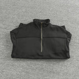 WIAOFELLAS  -  Heavy trendy half zip open collar pullover men washed to make old black cotton knit wool autumn-winter thick coat
