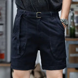 Wiaofellas  -  Summer American Trendy Men's Workwear Shorts Heavyweight Loose Retro Casual Pocket Five Quarter Pants Straight Leg Shorts Man