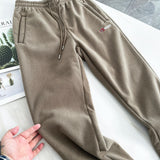 WIAOFELLAS  -  Thiened Fce Lined Straight Leg Casual Pants for Men And Women Couples Winter Warm Trousers Slim Fit Leisure Trousers