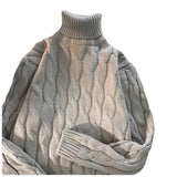 Wiaofellas  -  Autumn Winter Men's Thick Sweater Thick Solid Color Turtleneck Collar Long Sleeve Warm  Basic Classical  Knit Sweater