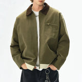 WIAOFELLAS  -  Men's Retro Canvas Detroit Hunting Jacket Heavyweight Pocket Cotton Work Jackets Lapel Collar Zipper Coats for Men Spring Fall