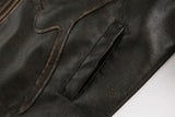 WIAOFELLAS  -  Spring Autumn Cool Handsome Oversized Distressed Patchwork Pu Leather Jacket Men Zipper Luxury Designer Clothes