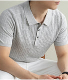 Wiaofellas  -  Summer Laisel Linen Ice Silk Knitted Polo Shirt Men's Short Sleeved Pullover Knitted Sweater Man Casual Business Social T-shirt