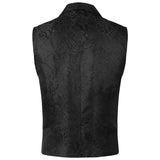 WIAOFELLAS  -  Mens Notched Lapels Medieval Suit Vest Jacquard Double Breasted Victorian Vests Gothic Steampunk Formal Waistcoat Tuxedo Vests