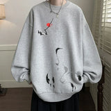 WIAOFELLAS  -  New Ink Painting Crane Printed Pullover Hoodies For Men Spring Hip Hop Fashion O-Neck Hoody Y2K Streetwear Sweatshirts