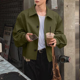 WIAOFELLAS  -  Men Jackets Solid Lapel Long Sleeve Button Loose Male Thin Coats Streetwear Korean Style Fashion Casual Outerwear Men