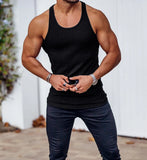 WIAOFELLAS  -  Summer Knitted Men's H-shaped Slim Fit Vertical Stripe Tank Top Fitness Training Breathable Sleeveless Fashion New Style