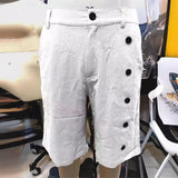 WIAOFELLAS  -  Fashion Spring Summer Men's Cotton Linen Casual Shorts Side Buttoned Ventilate Streetwear Solid Loose Beach Shorts For Male
