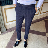 Wiaofellas  -  Men Casual Plaid Suit Pants Fashion Men's Slim Fit Business Social Dress Pants Formal Wedding Social Party Male Trousers
