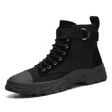 WIAOFELLAS  -  Fashion Trendy Black Boots For Men Outdoor High Top Men's Work Shoes Comfort Breathable Casual Ankle Boots Men botas para hombre
