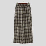 WIAOFELLAS  -  Men Plaid Pants Elastic Waist Joggers Loose Casual Trousers Men Streetwear Korean Style Fashion Male Wide Leg Pants
