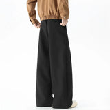 WIAOFELLAS  -  Beige Suit Pants Men Oversized Fashion Society Mens Black Dress Pants Korean Loose Wide Leg Pants Mens Office Formal Trousers