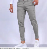 Wiaofellas  -  Men's Burgundy Slim Fit Chino Pants Stretch Skinny Trousers with Button Closure