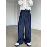 Wiaofellas  -  Korean Style Loose Men's Clothing Casual Pants Straight Wide Leg Solid Color Male Trousers Zippers New Stylish Summer 