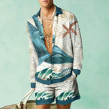 Wiaofellas  -  Set of Shirts Botanical Pattern 3D Print Fashion Shirts Casual Men Beach Shorts Summer Streetwear Hawaiian Clothes Clothing