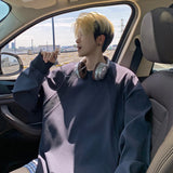 WIAOFELLAS  -  Streetwear Gray Oversized Pullover Hoodie Men Solid Warm Clothes Fashion Crewneck Sweatshirt Casual Loose Hoodies Y2K Sportswear