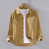 Wiaofellas  -  American Style Cargo Shirt Men Spring Autumn Mens Long Sleeve Shirts Pockets Pure Cotton Casual Shirts Comfortable