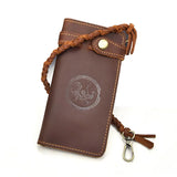 WIAOFELLAS  -  Vintage Hasp Open Genuine Cow Leather Men Wallet Large Capacity Crazy Horse Real Leather Man Bifold Purse Clutch Wallet chain
