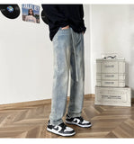 WIAOFELLAS  -  New Autumn Style Versatile Trendy Brand Loose Slimming American High Street Trousers Washed Casual Straight Wide Leg Jeans