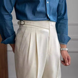 WIAOFELLAS  -  Fashion Vintage Men Pants British Style High Waist Business Casual Straight Trousers Spring Autumn Slim Fits Naples Kolger Pant