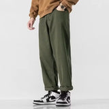WIAOFELLAS  -  Spring Autumn Button Men's Clothing Spring Autumn High Waisted Pockets Vacation Casual Trousers Pencil Cargo Vintage Pants