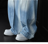 WIAOFELLAS  -  American Heritage Jeans 2025 Wide Leg Vintage Wash Unisex Oversized Denim Pants Artisanal Detailing Spring Summer Essential