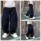 WIAOFELLAS  -  Popular Dark Blue Men's Denim Bloomers Wide Leg Y2k Pants New Spring Street Clothing