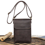 WIAOFELLAS  -  Retro Flip Black Small Shoulder Bag for Men Genuine Leather Sling Crossbody Bags Minority Design Man Simple Mobile Phone Bag