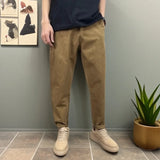 WIAOFELLAS  -  Loose Fit Casual Cotton Pants for Men with Elastic Waist Large Size Waed Harlan Nine Point Pants Autumn Winter Pure Cotton