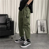 WIAOFELLAS  -  Ice Silk Straight Leg Casual Pants for Men Summer Thin Lightweight Loose Fit Versatile Workwear Nine-Tenths Length Trousers