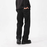 WIAOFELLAS  -  Summer New Men's Solid Color Straight Jeans American Retro Casual Fashion Trend Hip-Hop High Street Simple Loose Men's Bottoms