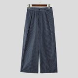WIAOFELLAS  -  Men Striped Pants Button Joggers Loose Casual Wide Leg Trousers Men Streetwear Fashion Leisure Long Pants S-5XL
