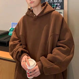 WIAOFELLAS  -  Men Hong Kong Style Thin Hoodie Loose Casual Button Design Sense Spring Autumn Solid Color Hooded Pullover Top