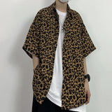 Wiaofellas  -  Summer Fashion Shirt Men Leopard Print Short Sleeve Party Club Hawaiian Beach Tops Streetwear Shirts Men Dance Camisas Hombre